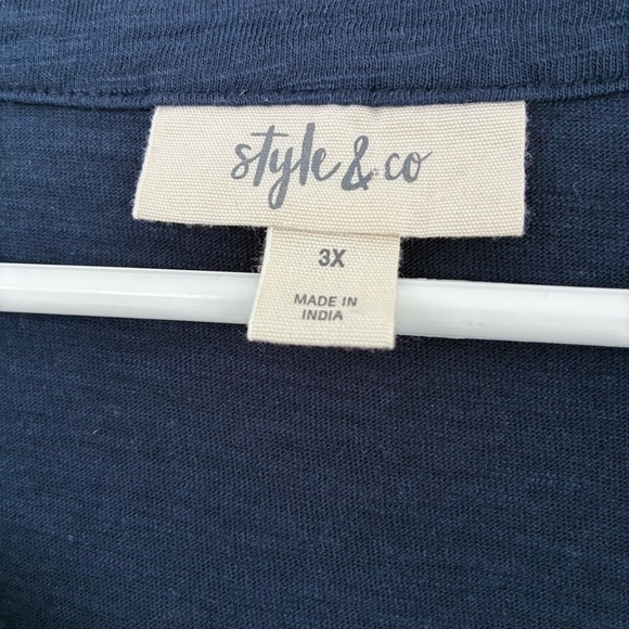 3x Women’s Dark Blue Floral Embroidered Long Sleeve Top - Picture 3 of 4